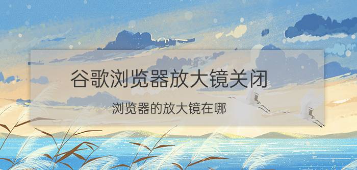 谷歌浏览器放大镜关闭 浏览器的放大镜在哪？